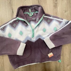 Free People Lavender and Mint Half-Zip Sherpa Pullover